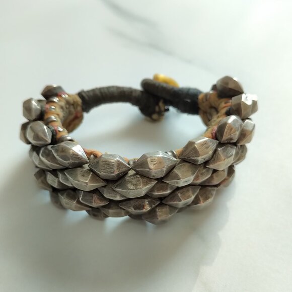 Rare Antique Coin Silver Beads Bracelet Wrist Cuff - Picture 3 of 7